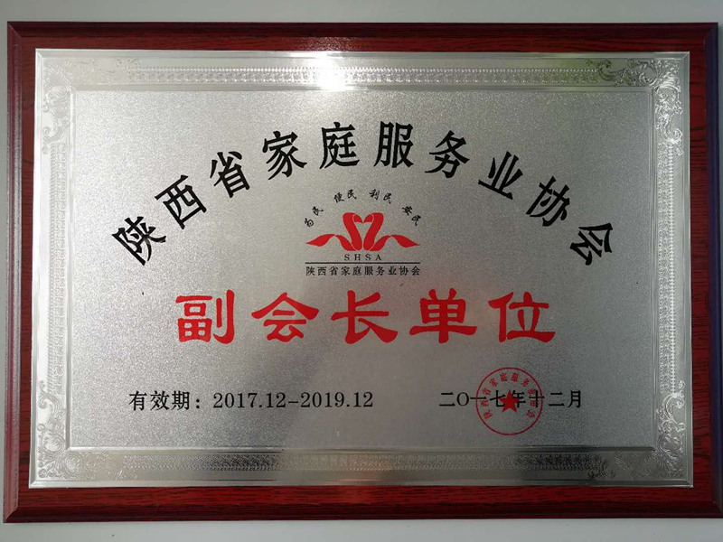 西安月嫂公司授予陜西省家庭服務業協會副會長單位